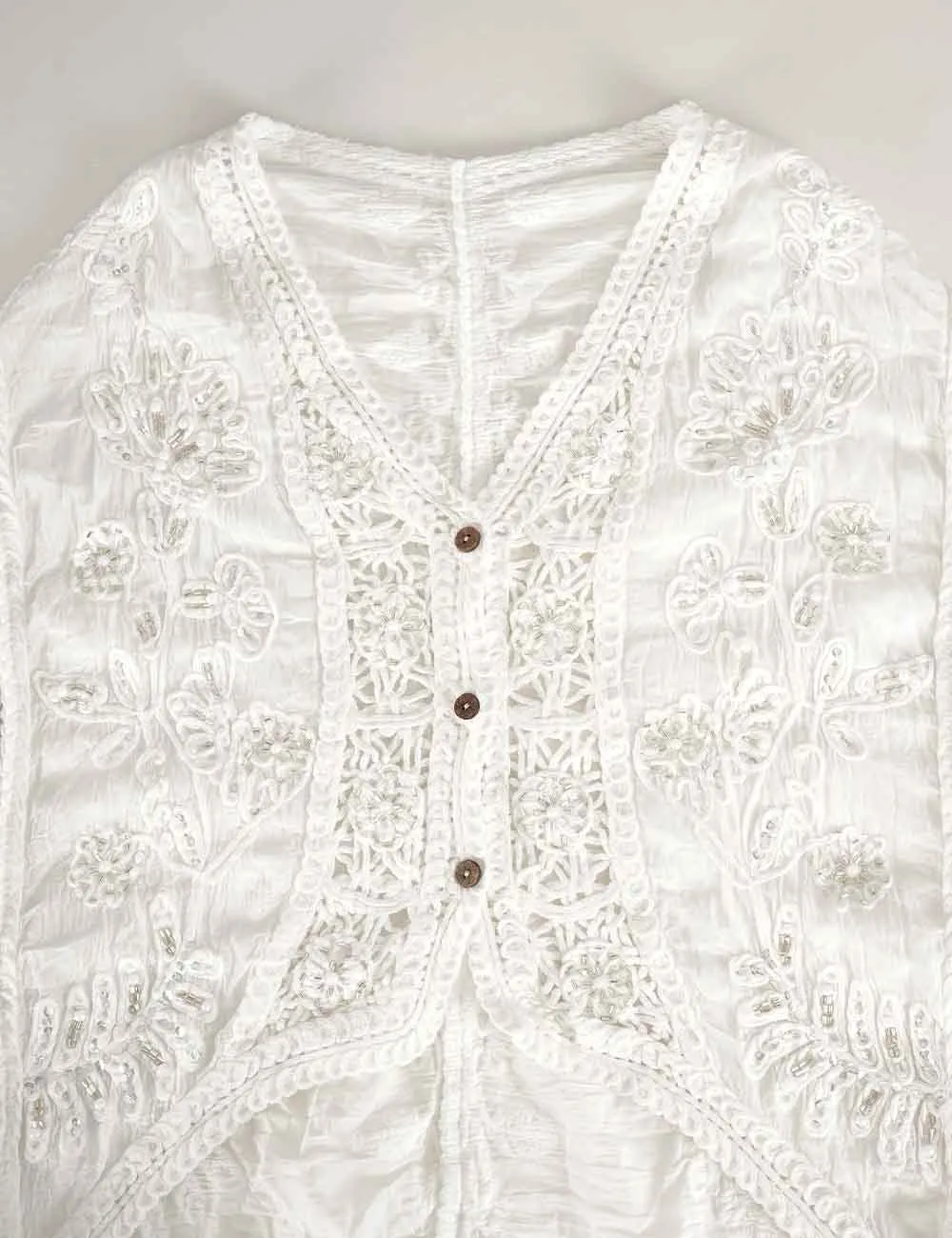 Boho Embroidery Crochet Knit Sleeves Cardigan