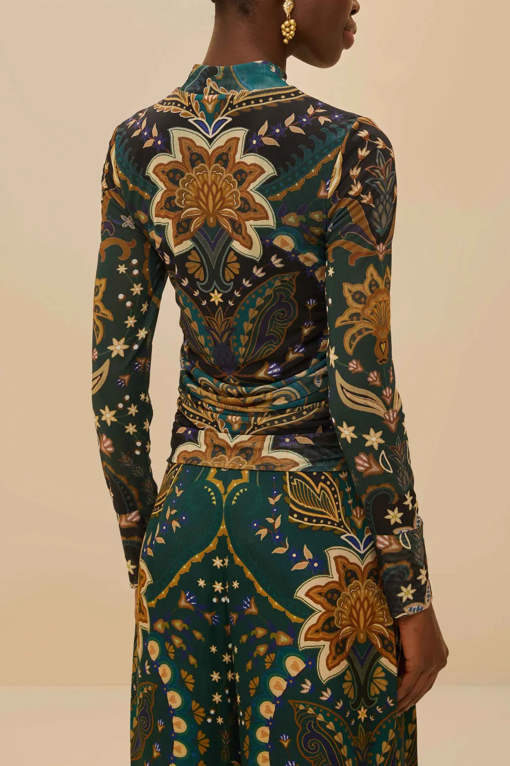 Tulle Floral Long-Sleeve Blouse