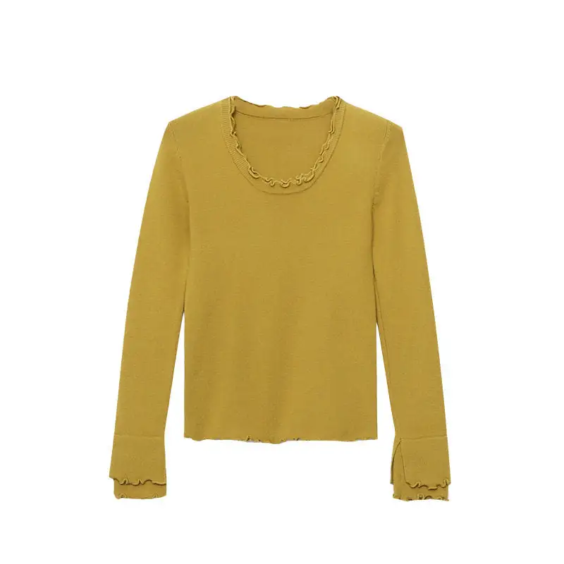 Comfort Wood Ear Hem Slim Fit Knit Sweater