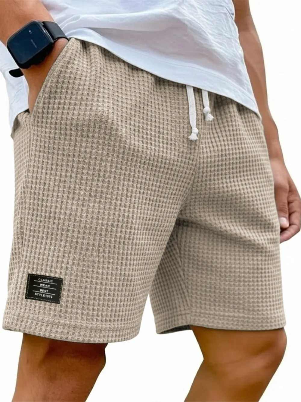 Textured Knit Drawstring Shorts