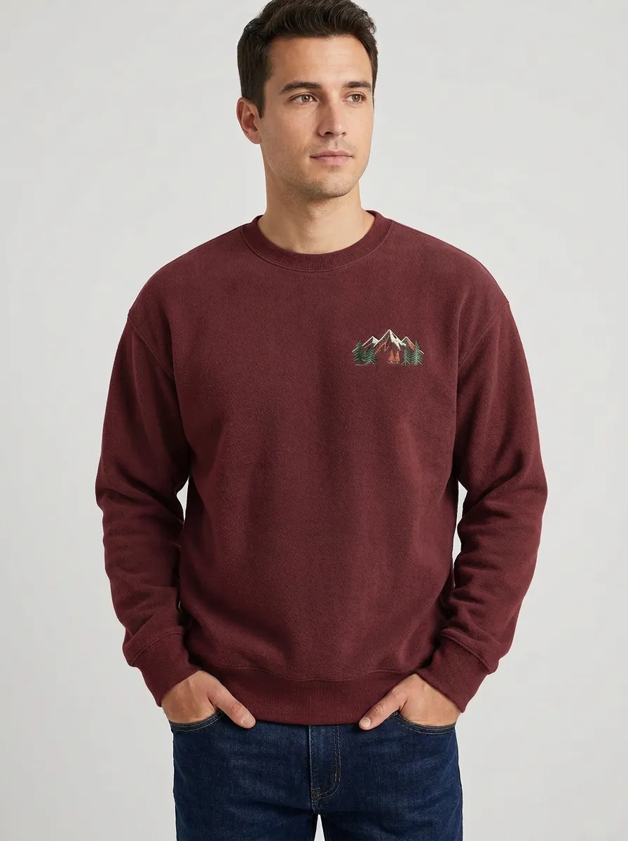 Men's Charcoal Outdoor Mountain Forest Fleece Sweatshirt