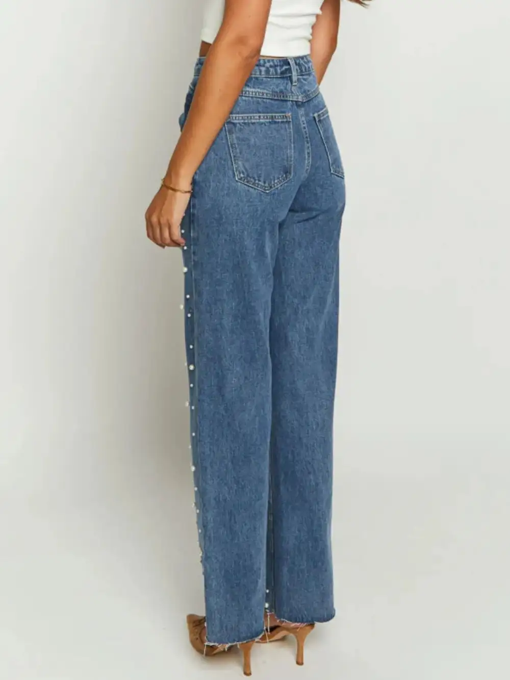 Polished High Waist Straight Leg Denim Jeans