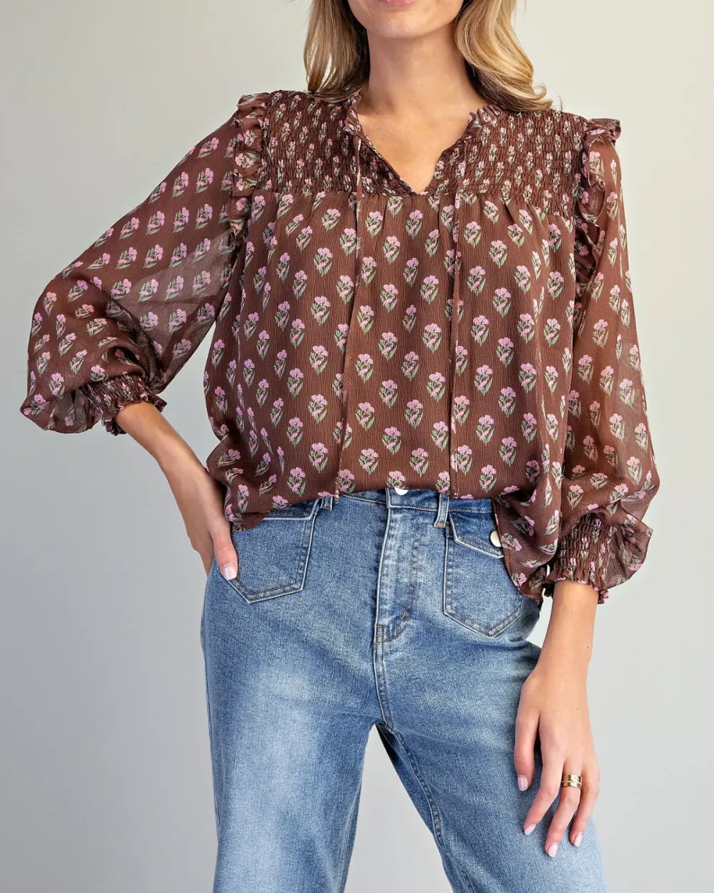 Floral Smocked Blouse