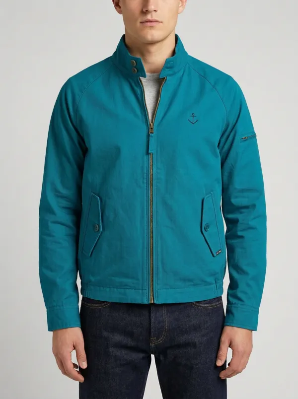 Men's Nautical Sailor Anchor Embroidered Zip-Up Jacket