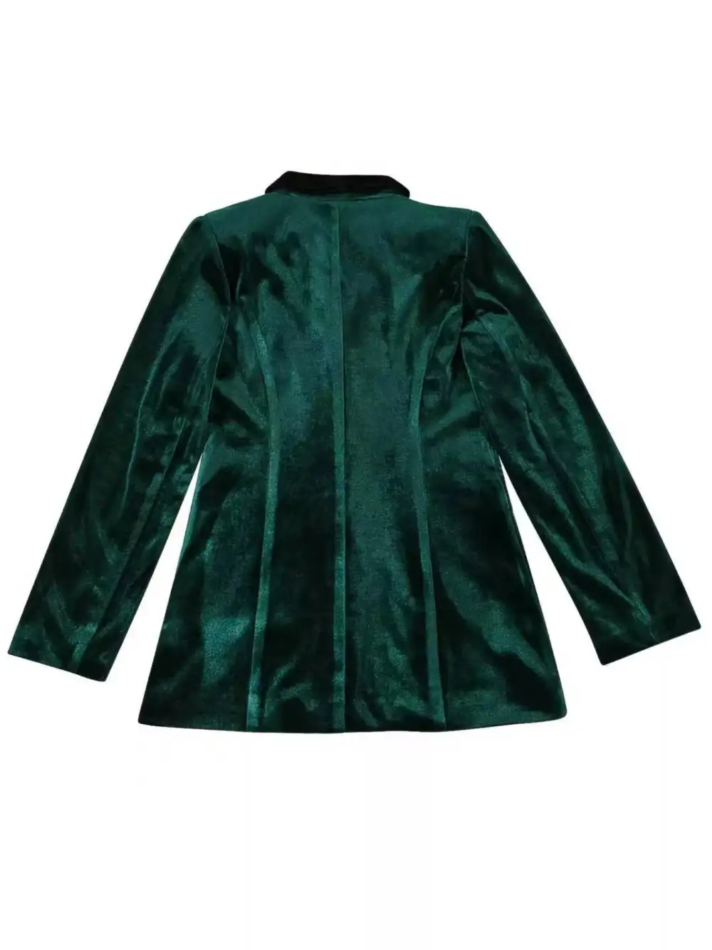 Single-Button Rose-Embellished Velvet Blazer