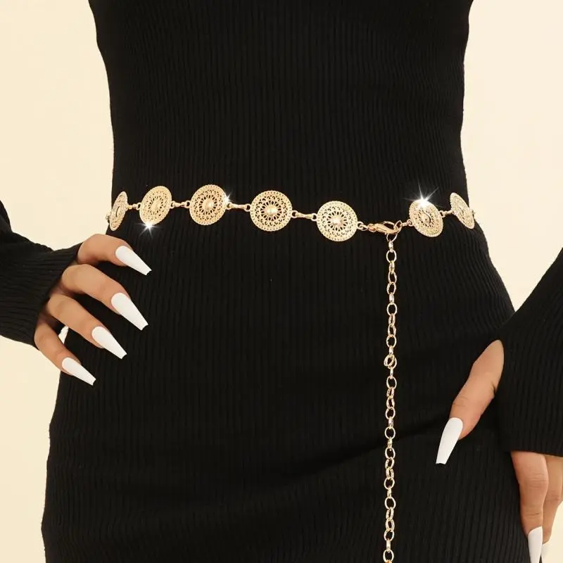 Women's Geometric Metallic Waist Belt