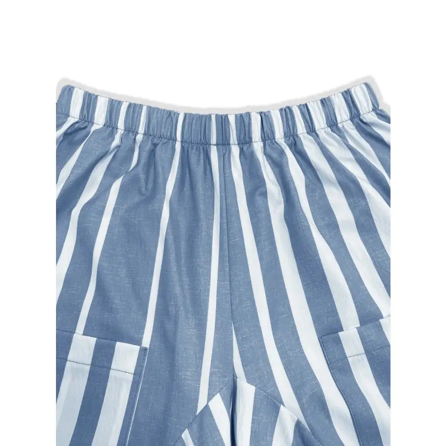 Striped Elastic Waist Wide Leg Pants