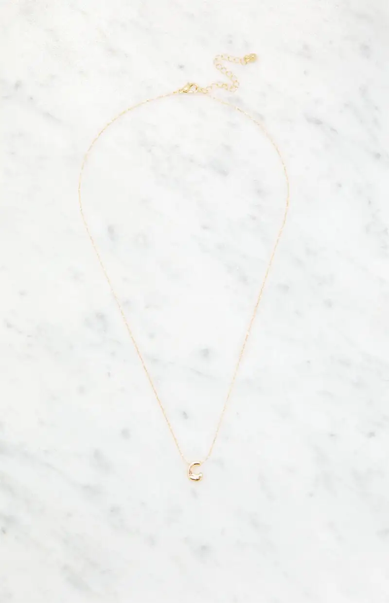 LA Hearts C Initial 14K Gold Plated Necklace