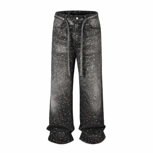 Full Rhinestone Heavyweight Denim Jeans