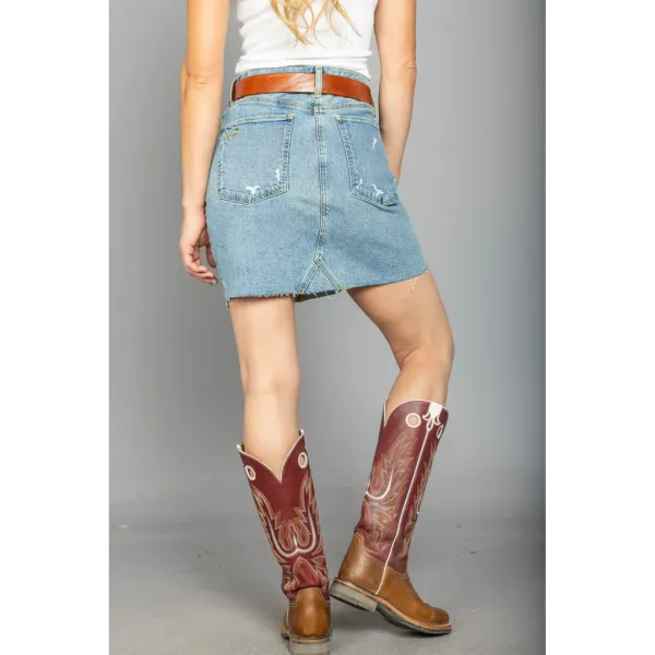 Western Inspired Denim Everyday Skirt