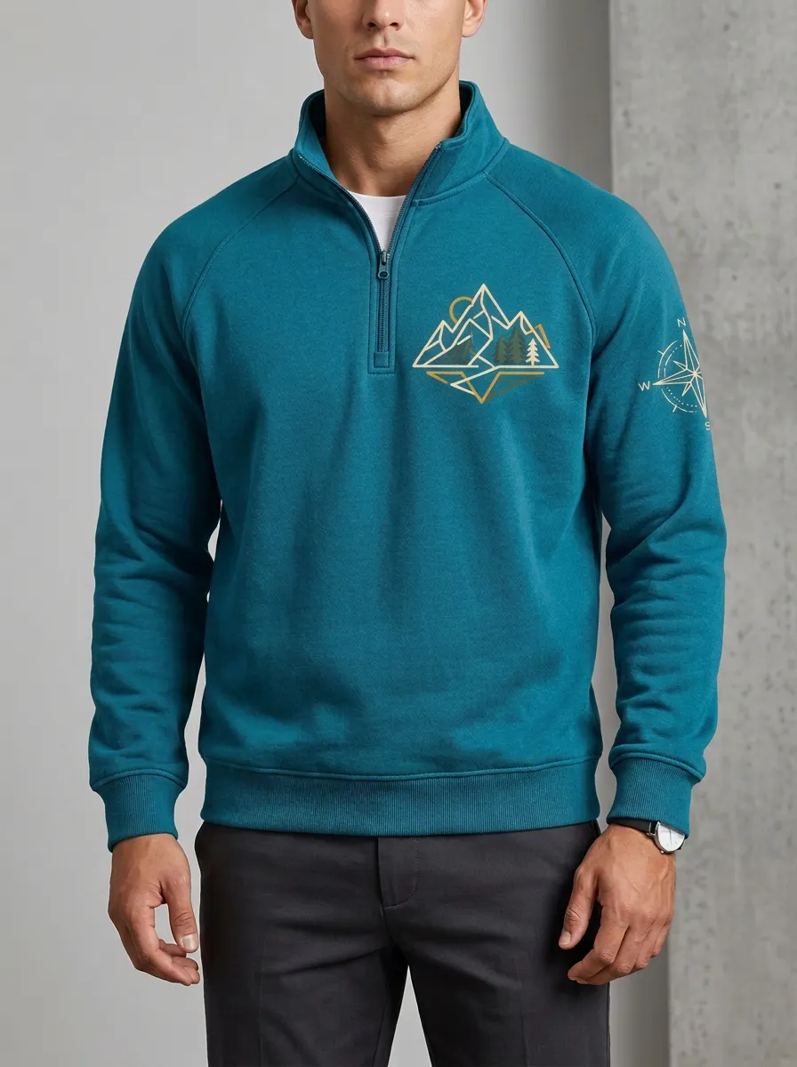 Men's Mountain Forest Raglan Quarter Zip Sweatshirt