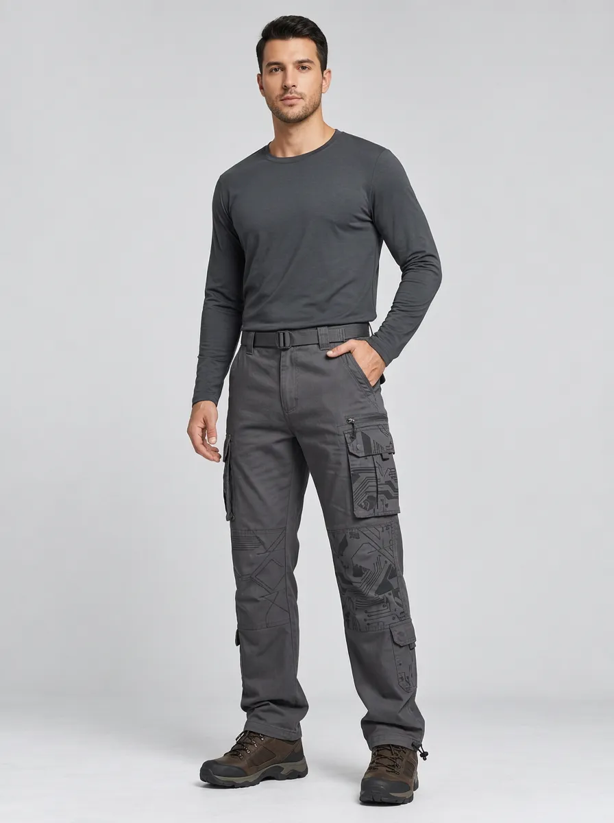 Men's Charcoal Grey Tech Circuit Tactical Cargo Pants