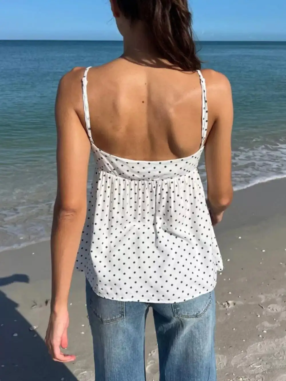 Dot V-Neck Flowy Cami