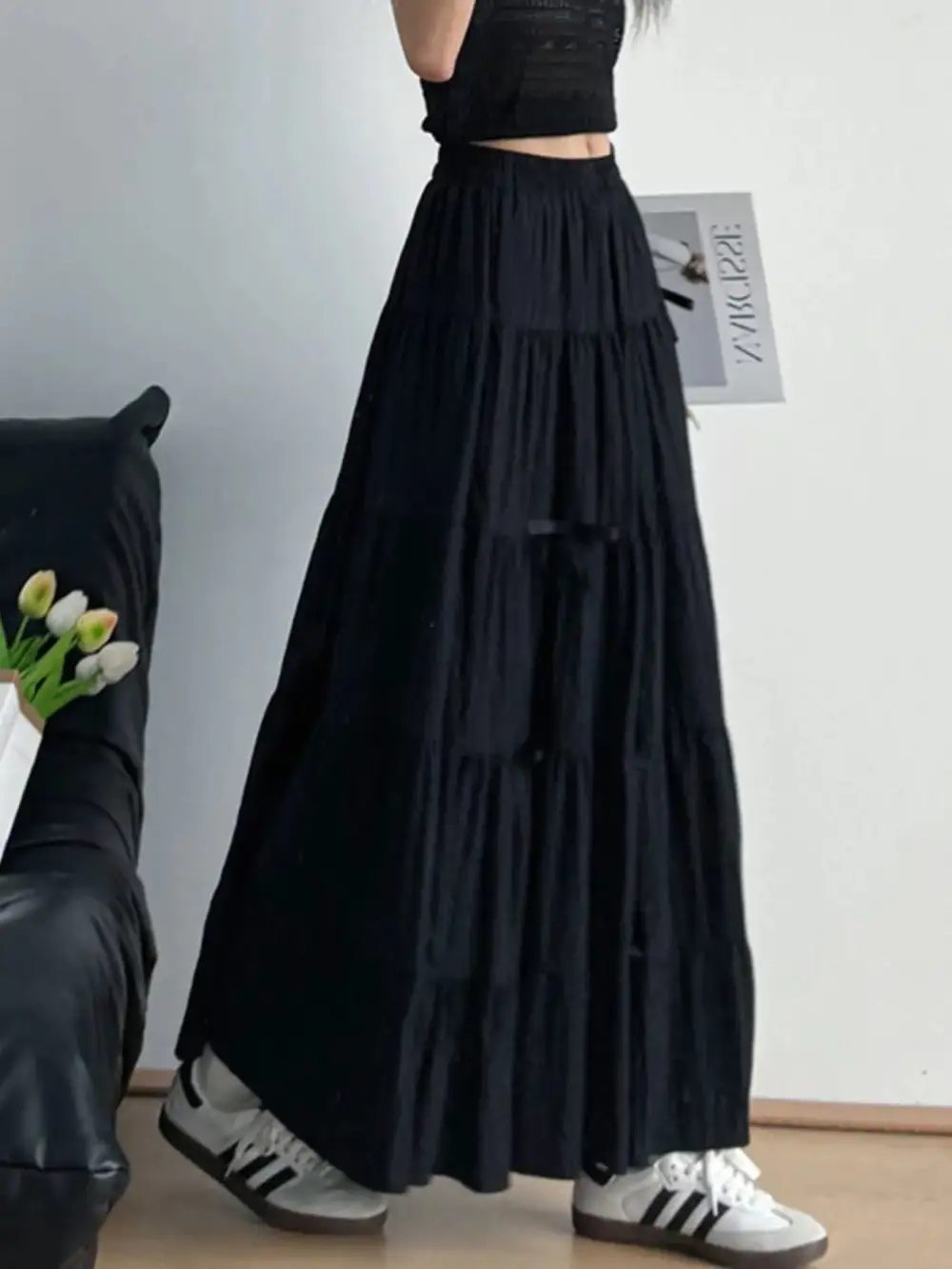 Loose Ruched Tiered Skirt