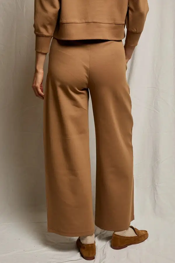 Camel Brown Wide Leg Knit Pants