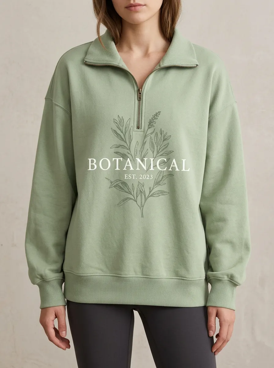 Women's Quarter-Zip Botanical Printed Sweatshirt