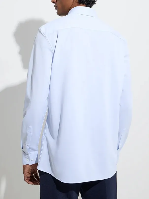 Light Blue Solid Slim-Fit Shirt