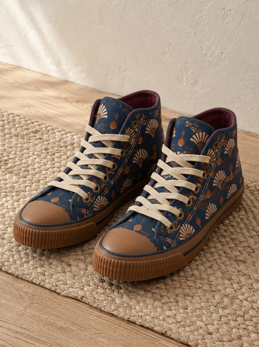 Unisex Modern Vintage Fan Pattern Patterned Canvas Shoes
