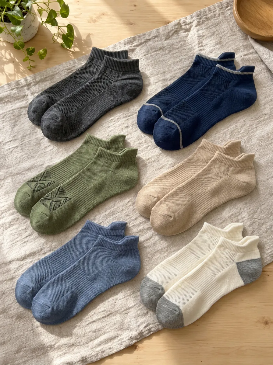 Men's Classic Core Breathable Mesh Ankle Socks Set
