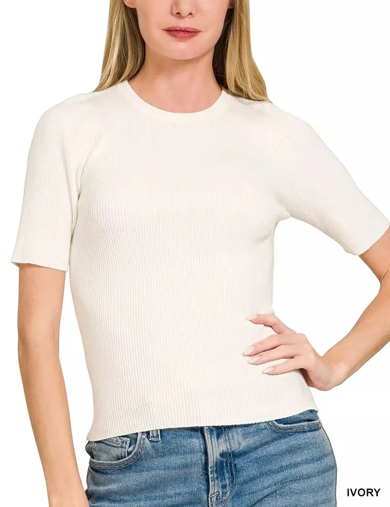 Modern Viscose Ribbed Round Neck Sweater