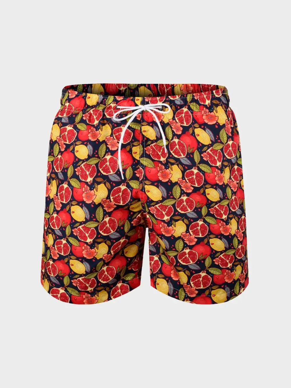 Men's Lemon and Pomegranate Print Swim Trunks