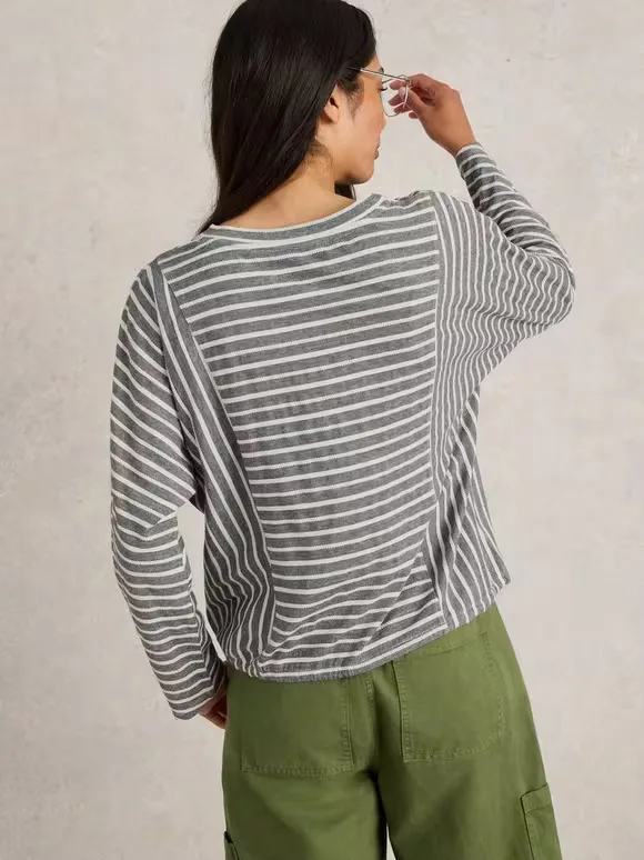 Striped Tie Hem Top