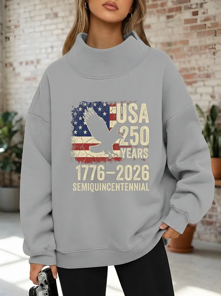 Anniversary Eagle Flag Casual Hoodie Sweatshirt