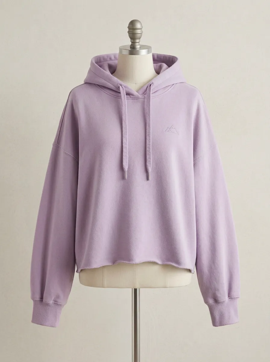 Women's Minimalist Mountain Logo Embroidered Cropped Hoodie