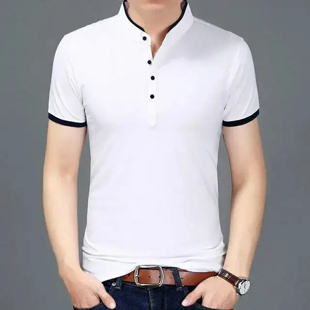 Classic Mandarin Collar Grandad Collar Polo Collar Polo Shirt