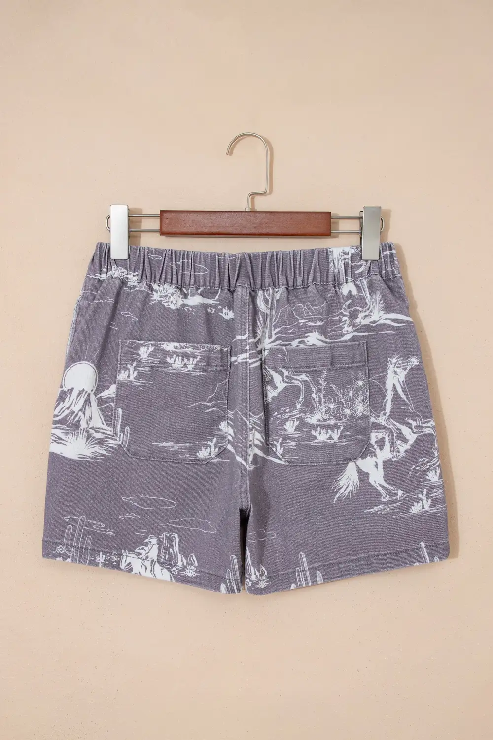 Elastic-Waist Cotton Denim Shorts