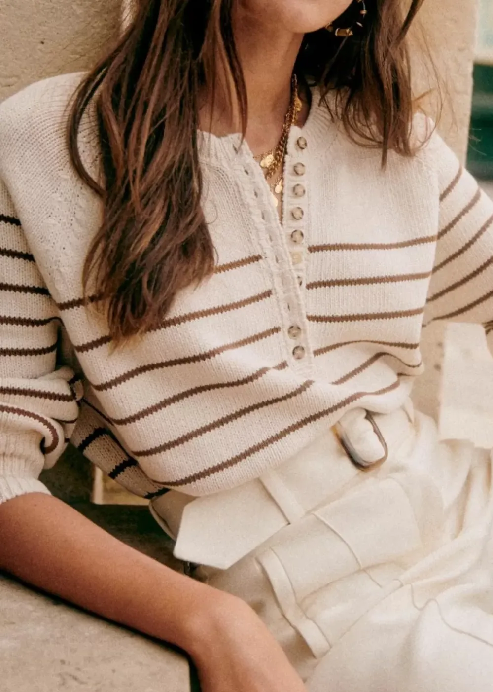 Striped V-Neck Navy Sweater