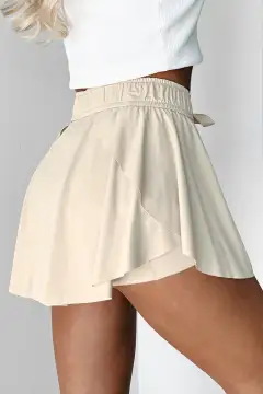 Drawstring High Waist Lined Tennis Skort