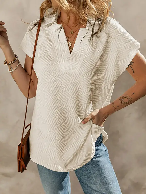 Relaxed Short Sleeve V-Neck Everyday T-Shirt