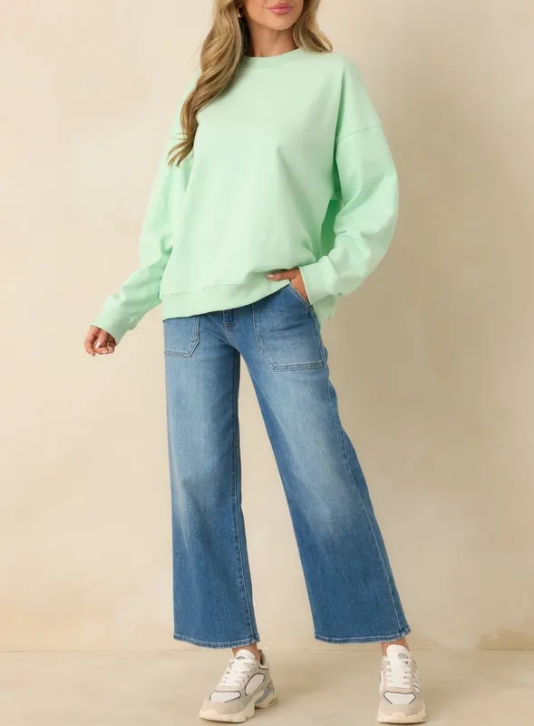 Mint Green Graphic Crewneck Sweatshirt