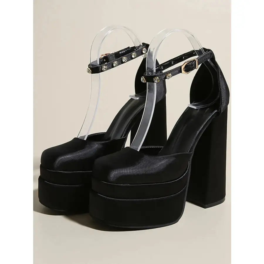 Platform High Heel Ankle Strap Pumps