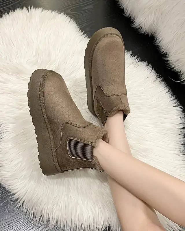 Plush-Lined Warm-Lined Ankle Boots