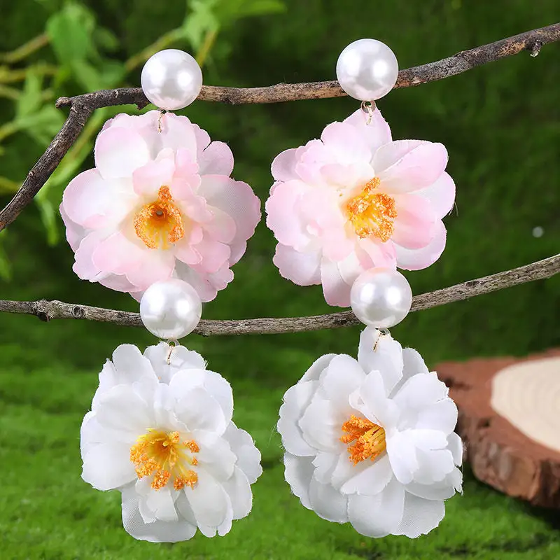 Statement Floral Pearl Statement Earrings