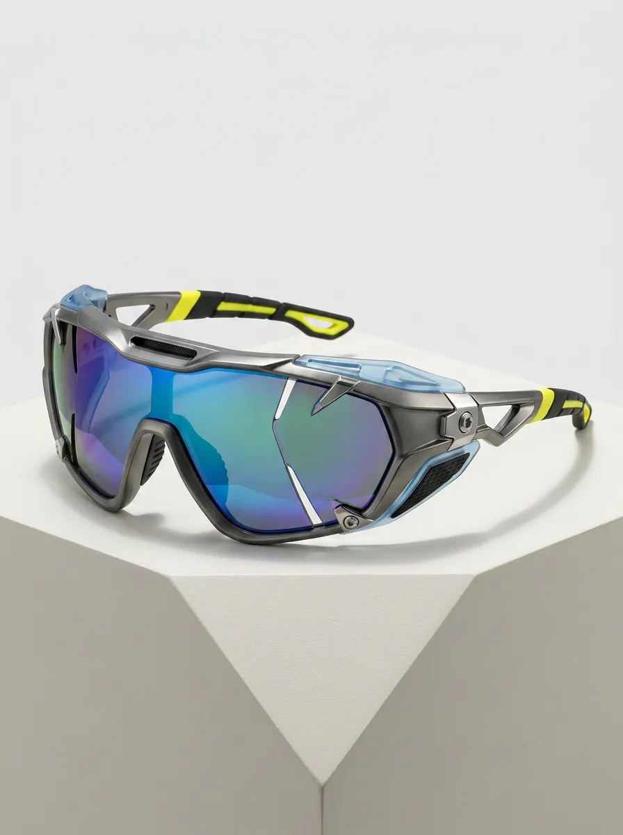 Men's Cyberpunk Sport Mirrored Lens Wrap-around Sunglasses