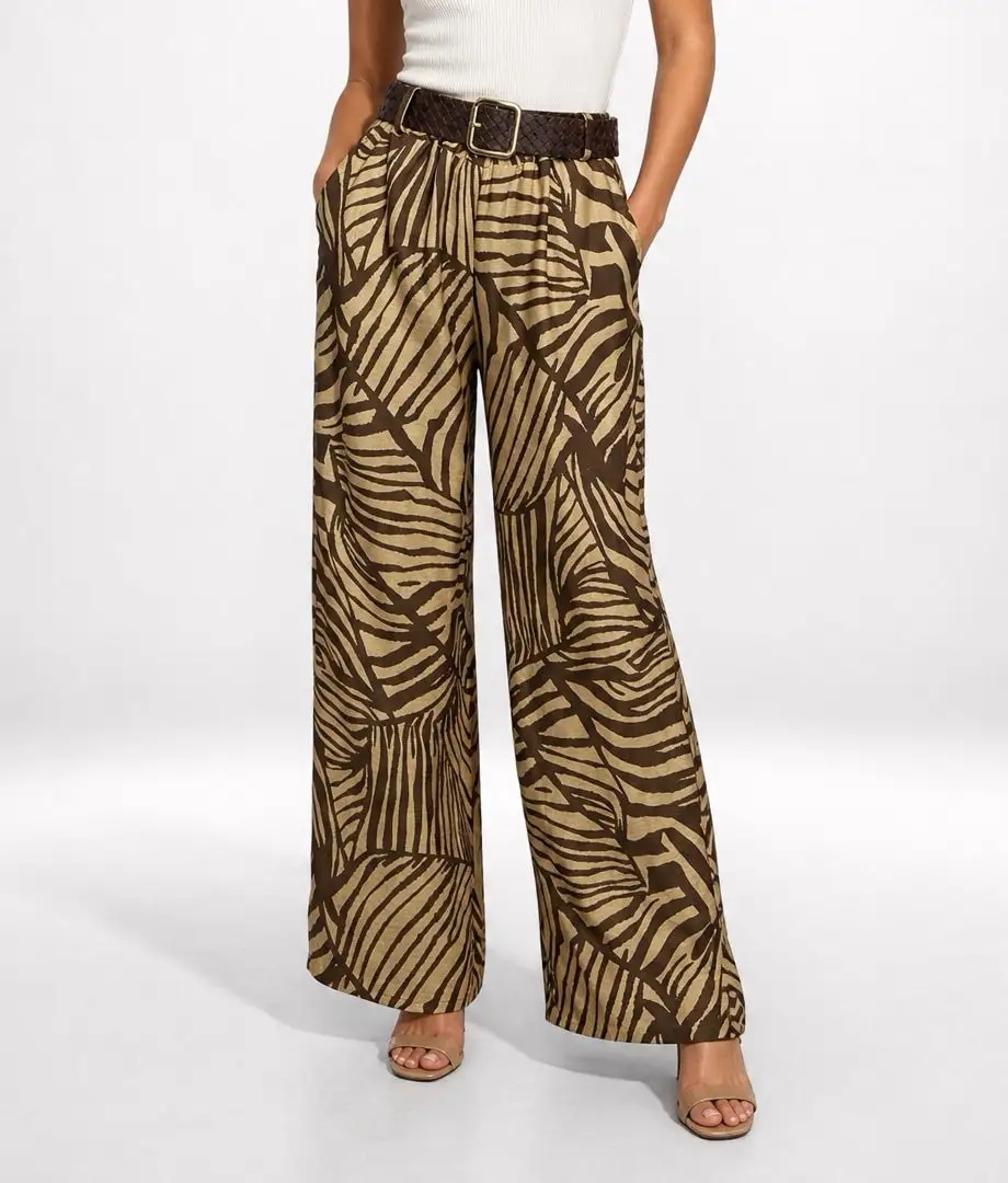 Wide Leg Printed Trousers