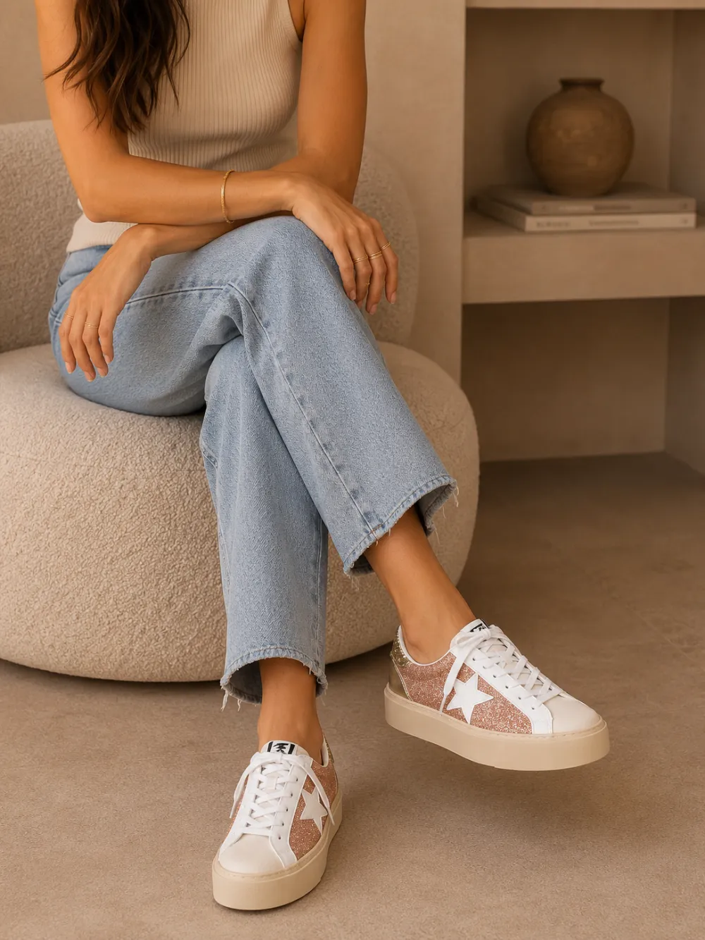 Glitter Star Detail Sneakers
