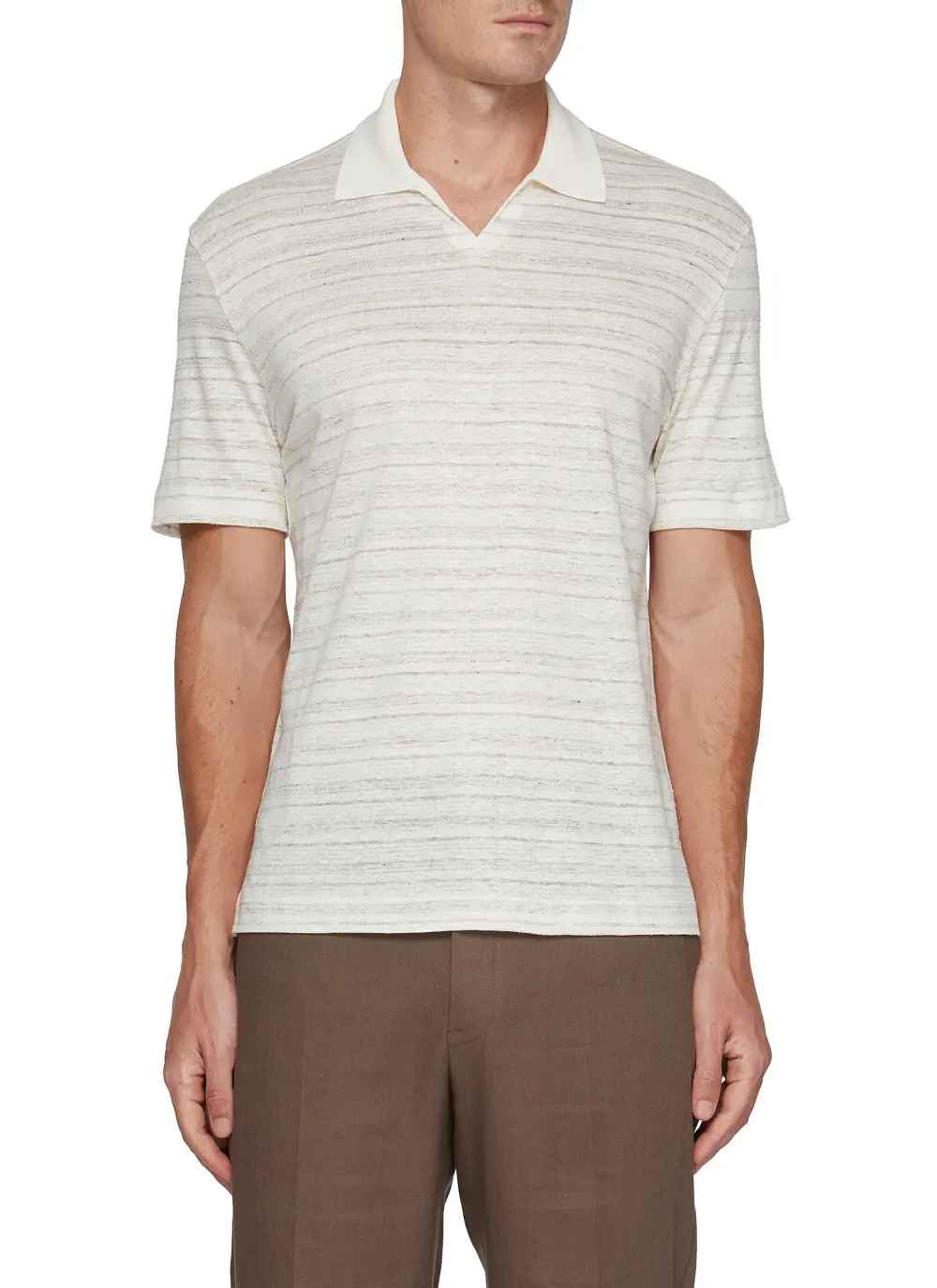 Soft And Comfortable Silk Striped Polo Shirt