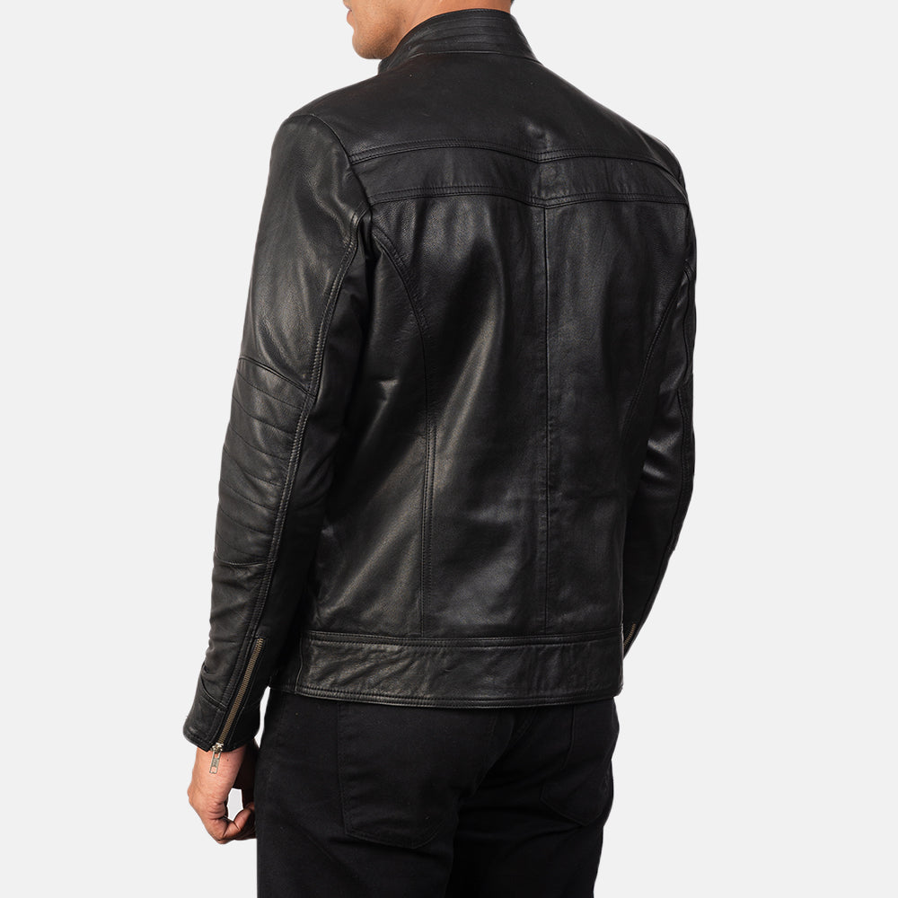 Men's Classic Panel Detail Biker Leather Jacket