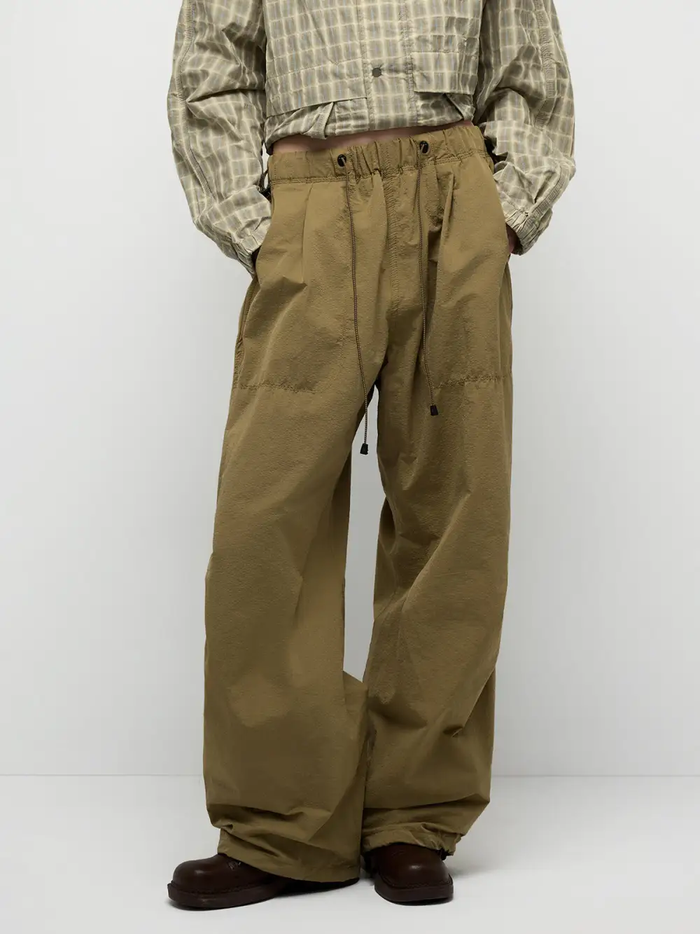 Wide-Leg Drawstring-Waist Drawstring Pants