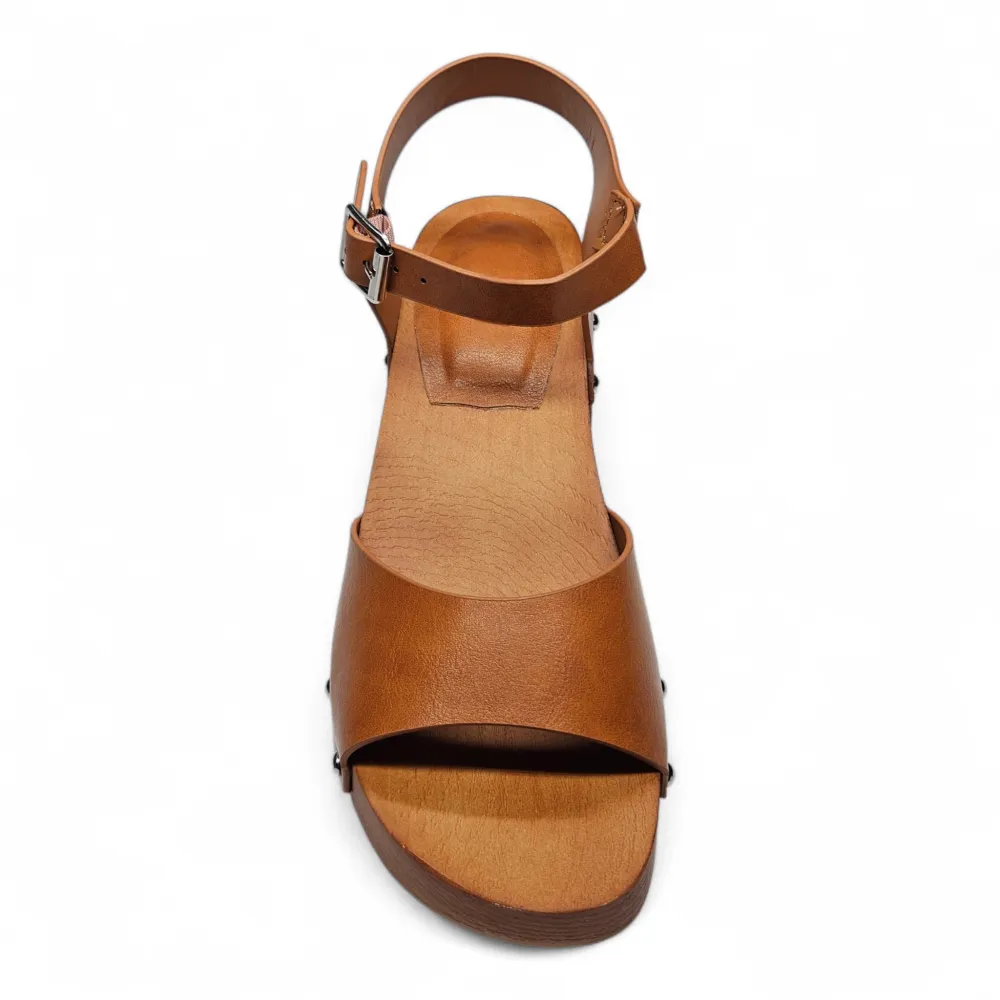 Del Mar Wooden Platform Buckle Heel Sandal