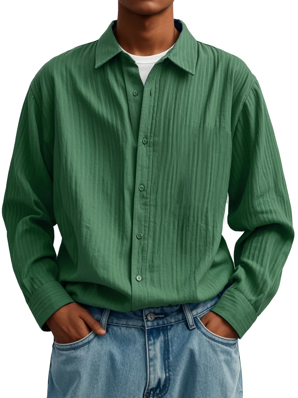 Long Sleeve Pleated Front Shirt