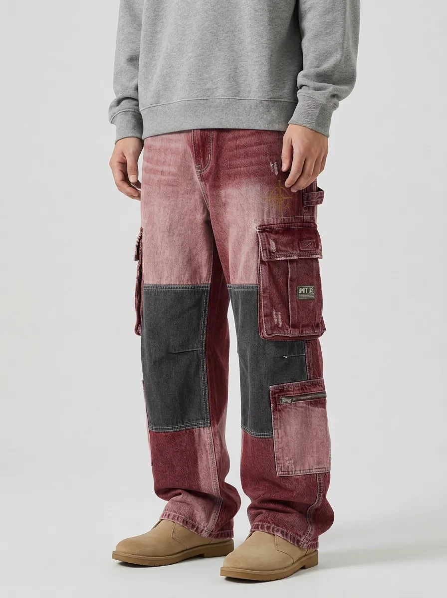 Men's Streetwear Compass Patchwork Graphic Cargo Pants