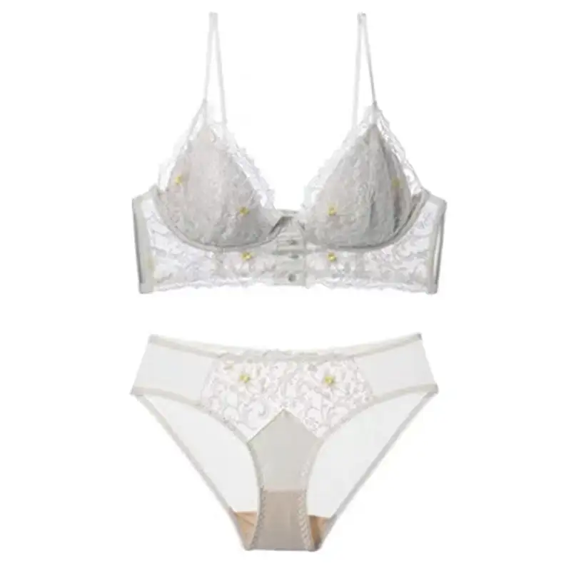 Floral Button Detail Lingerie Set
