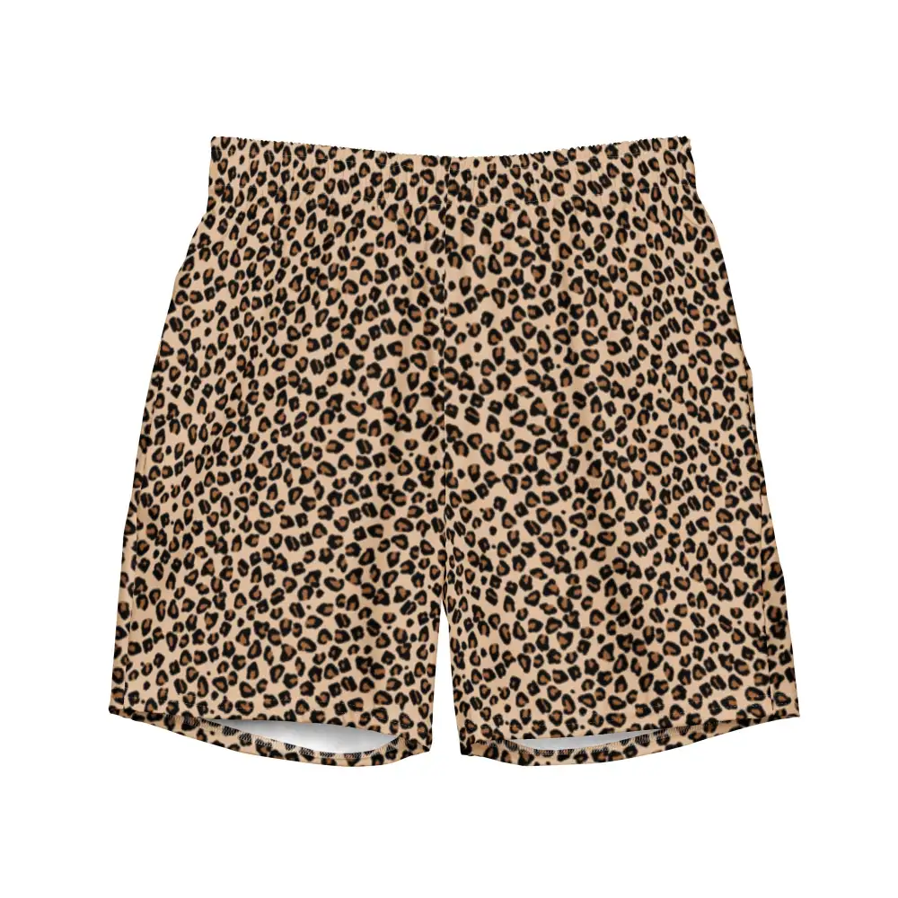 Quick Dry Leopard Print Swim Trunks