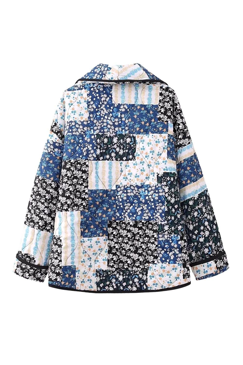 Floral Lapel Collar Quilted Jacket