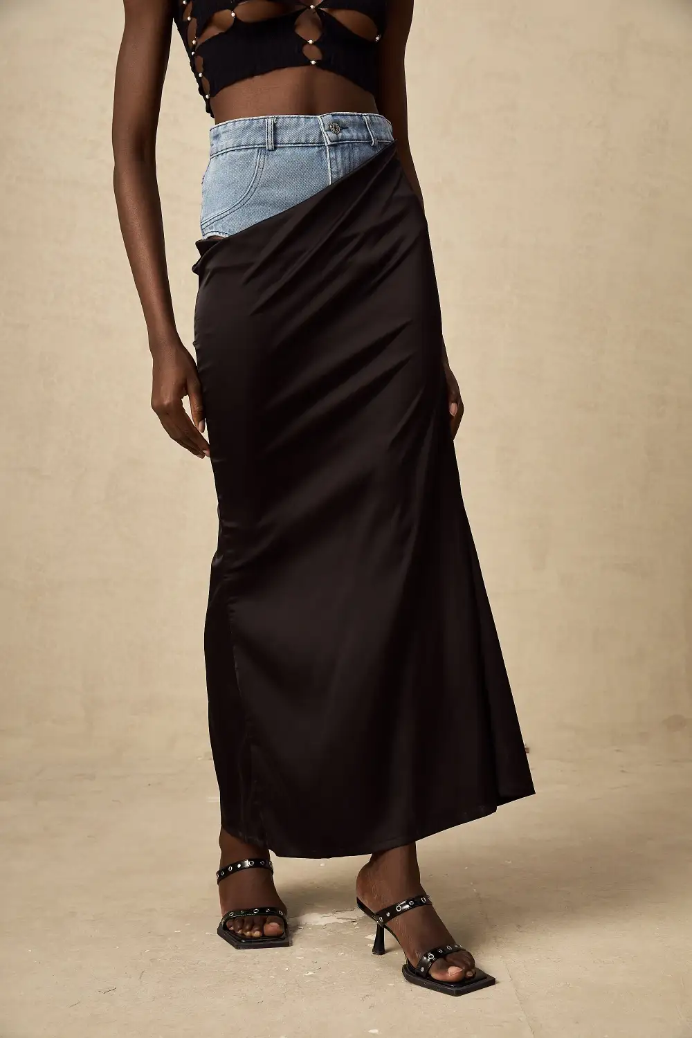 Satin Slit Maxi Skirt